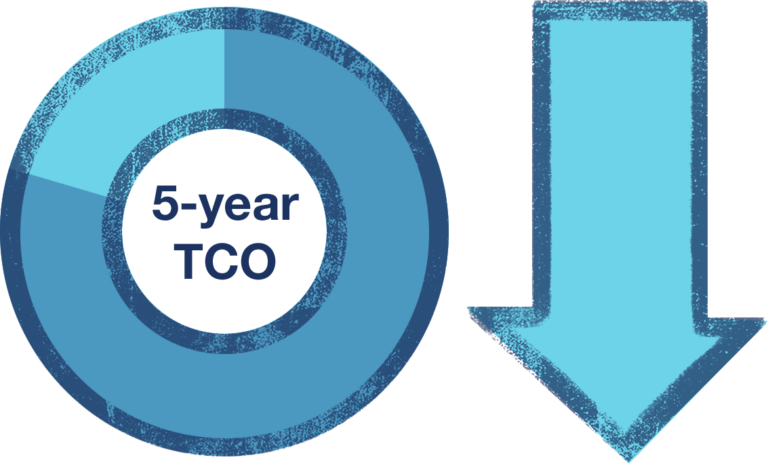 The solution resulted in a five-year TCO savings of almost 80%
